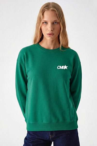 COMBİNE MİCHAİL Дамска зелена суитшърт с принт CMB