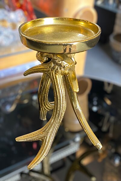 LEMİ DEKORASYON Döküm Dallı Gold Mumluk 20 Cm