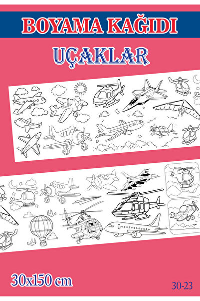 Sim Tasarım 1,5 mt Uçaklar Tema Çocuk Aktivite Dev Boyama Kağıdı