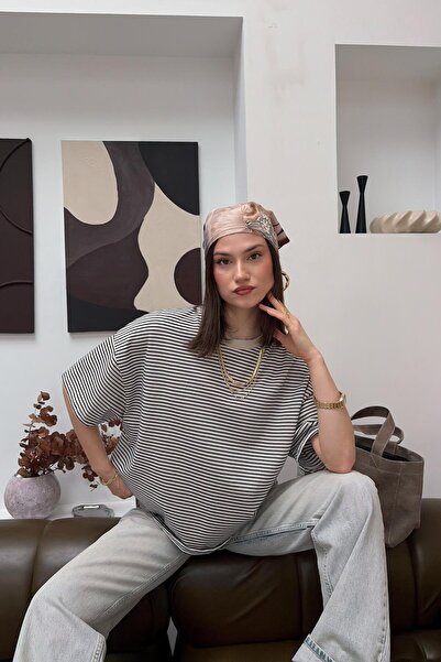 mylove Contrast Collar Striped Tshirt Navy Blue