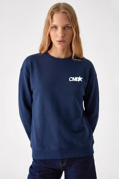 COMBİNE MİCHAİL Дамска CMB Print тъмносиня суитшърт с голям размер