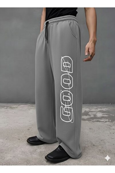 COMANCHERO Unisex Good Text Printed Baggy Cut Wide Leg Sweatpants