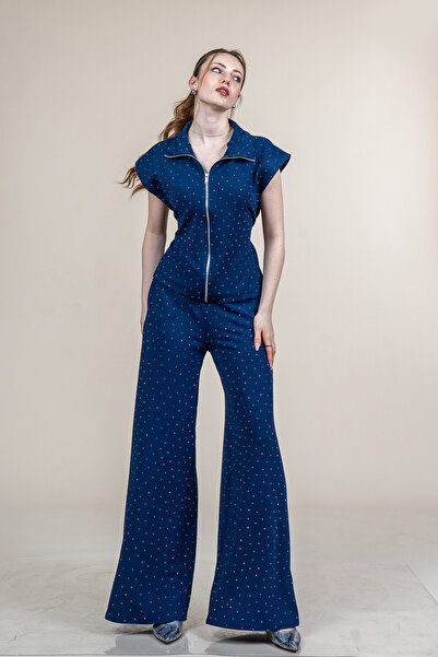 MissVina Wide Shoulder Stone Printed Lycra Crepe Set