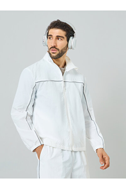 Styli Men White Lightweight Zip-Up Track Jacket