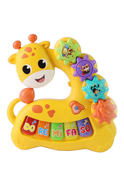 LITTLE ANGEL -Baby Musical Giraffe Piano Toy with Lights & Sounds - Yellow