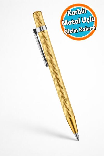 NZB Karbür Uçlu Metal Çizim Kalemi Altın Sarısı 14 cm Profesyonel Çizici Merm...