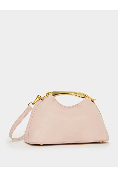 Styli Blush Pink Triangle Handbag with Gold Handle