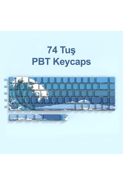 silabor 74 Tuş Orijinal Yan Baskılı Yarı Saydam PBT Süblimasyon Mekanik Klavy...