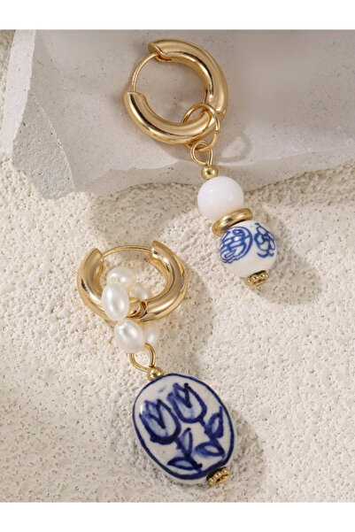 Take Two By Styli Ceramic Design Hoop Earrings