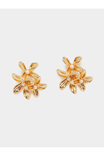 Styli Gold Floral Stud Earrings