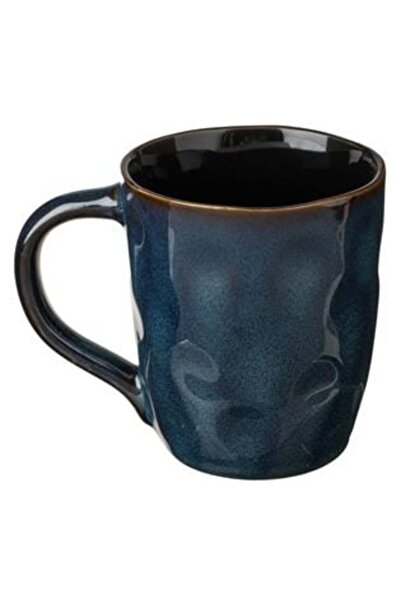 Jumbo Blue Black Ceramic Mug 'Glaze' with Relief Pattern 330 ml