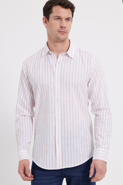 Tudors Ανδρικό πουκάμισο με μακριά μανίκια, στενή εφαρμογή και λεπτή γραμμή, ...