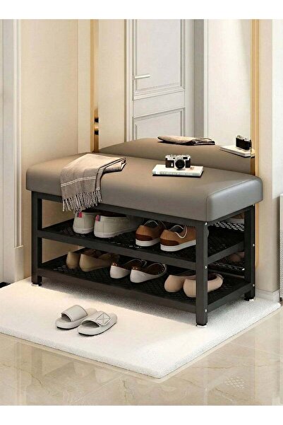 M SMART Stylish and Modern Shoe Cabinet 60x32x15cm-With a Two-Tier Leather St...