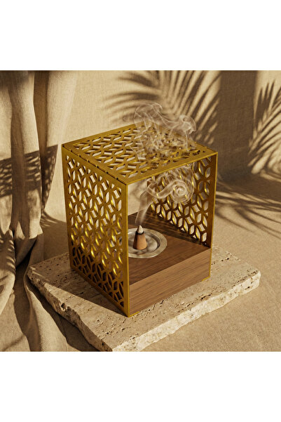 iwa concept Suport geometric din metal pentru tămâie cu suport din lemn - Art...