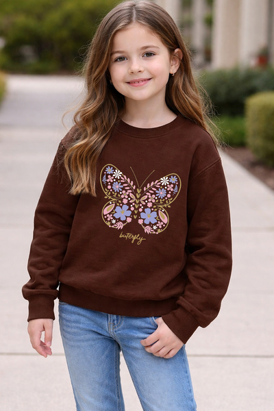 ADABEBEK Premium Παιδικό Φούτερ με Σχέδιο Πεταλούδας 27002