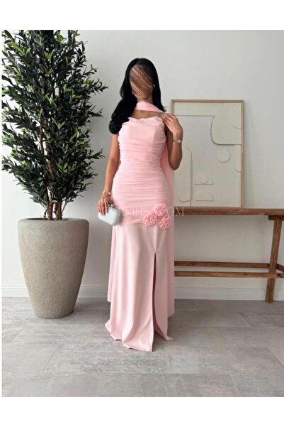 ELHAM FASHION فستان ناعم باربي بكسرات بشال