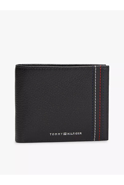 Tommy Hilfiger Men's 100% Leather Black Wallet with Cash and Coin Pockets, Em...