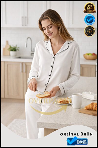 Overbazaar Women's Comfortable Pajama Set – Soft Fabric Long Sleeve Top and P...