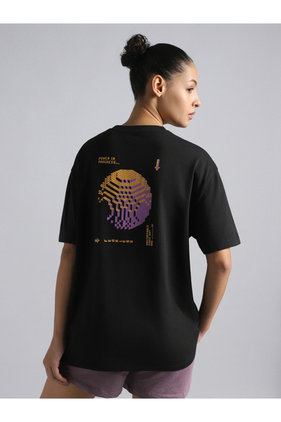 Cult By Styli Women Black Oversized Graphic T-Shirt