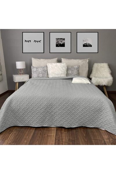 Homelevel Quilted bed and sofa cover, 240 x 260 cm, polyester, Grey