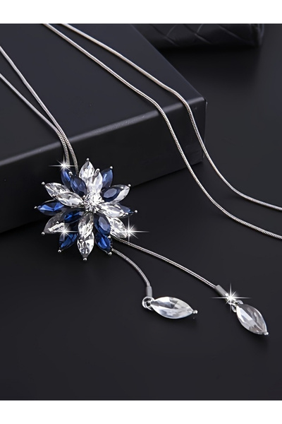 Take Two By Styli Embellished Floral Shaped Tassel Pendant Necklace