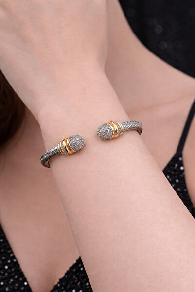 SE Jewellery Collection Selin Ersoy Taşlı Uç Burgu Çelik Kelepçe Bileklik