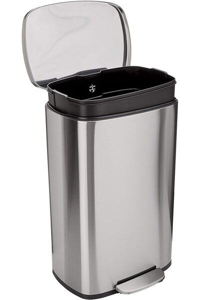 Laxum سلة مهملات مطبخ سعة 50 لترًا مزودة بدواسة من الفولاذ للاستخدام المنزلي ...