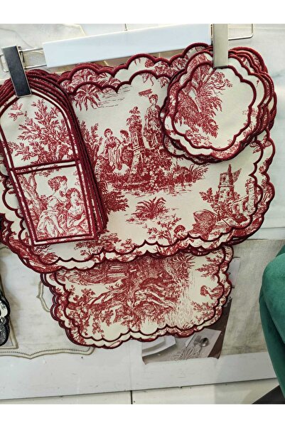 She Combines Toile de Jouy Desenli Vintage Dilimli Masa Servis Seti - Amerika...
