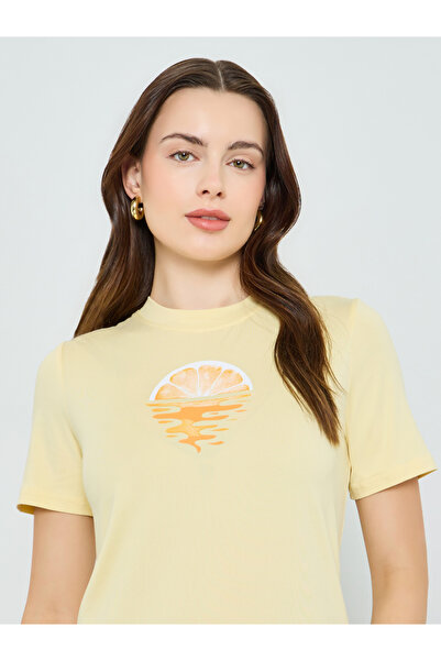 Styli Yellow Graphic Print Round Neck T-Shirt