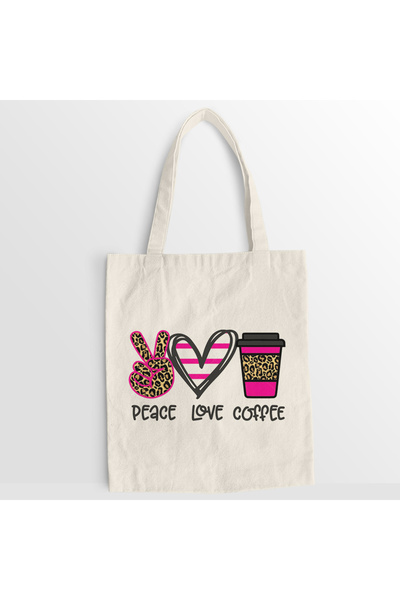Kartier Canvas bag Pink Peace Love and Coffee