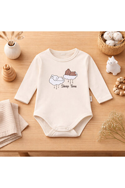 Nimini Kids Pamuklu Omuz ve Alttan Çıtçıtlı Bisiklet Yaka Bebek Badisi