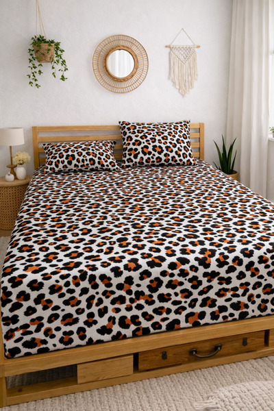 SADEN HOME Jaguar Patterned Elastic Sheet Set - Single/Double/King Size
