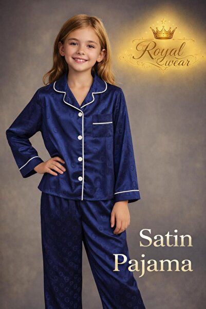 LaFont بجامة بناتي ساتان الاجميله كم طويل ياقه قلاب