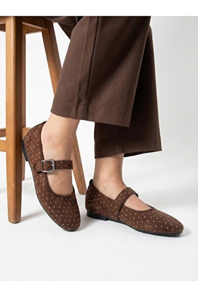 Nstil Daily Women's Flat Shoes with Elastic Band and Buckle, Suede Stone-Embe...