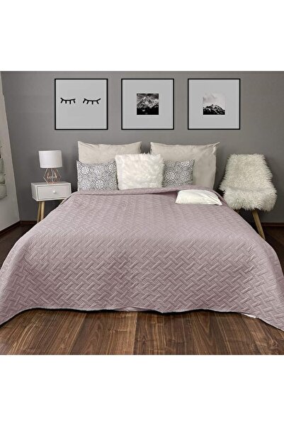 Homelevel Quilted bed and sofa cover, 200 x 220 cm, polyester, Pink