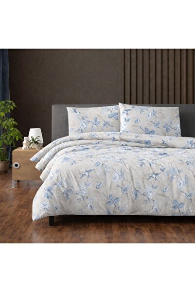 First Choice Double bed linen Cotton ranforce Ibiza Beige with flowers and birds