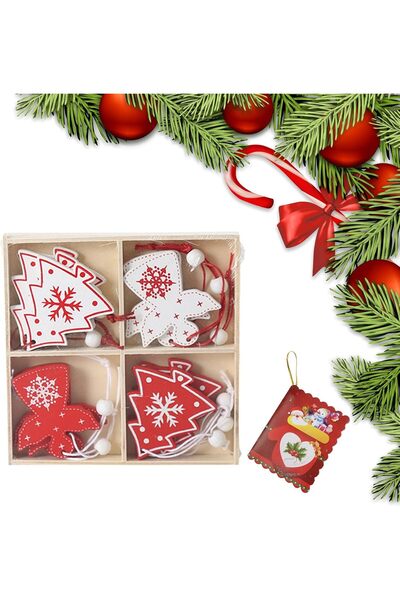 Other Ornamente de Crăciun - Pandantive din Lemn , Set 12 Bucăți, Modele Fest...