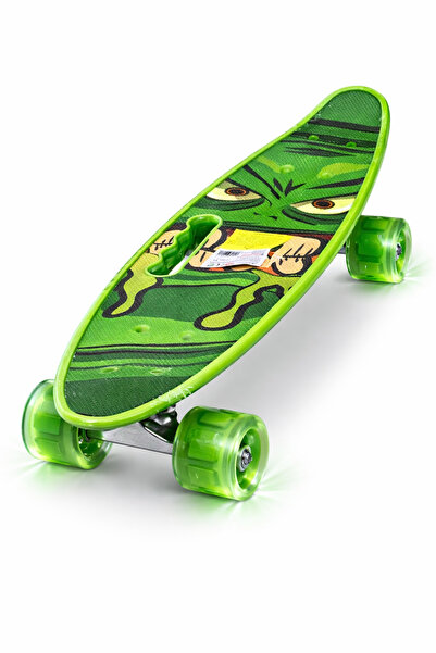 Janissary Yeşil Desenli Işıklı Tekerlekli Çocuk Kaykay – Taşıma Saplı, Skateb...