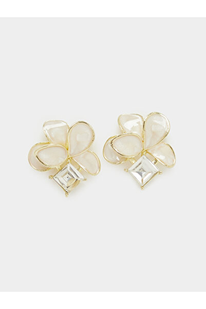 Styli Gold-Tone Floral Earrings with Crystal Accent