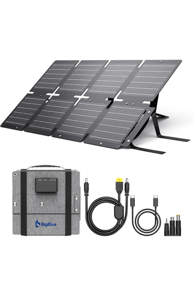 Bigblue Panou solar pliabil 60 W ETFE cu QC3.0 + PD45W + iesire 22.2 V DC, IP...