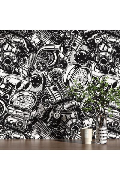 Other Tapet Autoadeziv Camera Copilului - Model Masini Alb-Negru, Vinil PVC L...