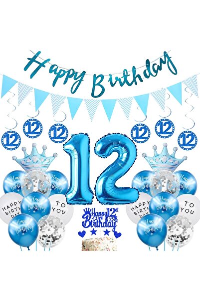NO BRAND Balloon Decoration 12th Birthday Boy - 49 Pieces Birthday Decoration