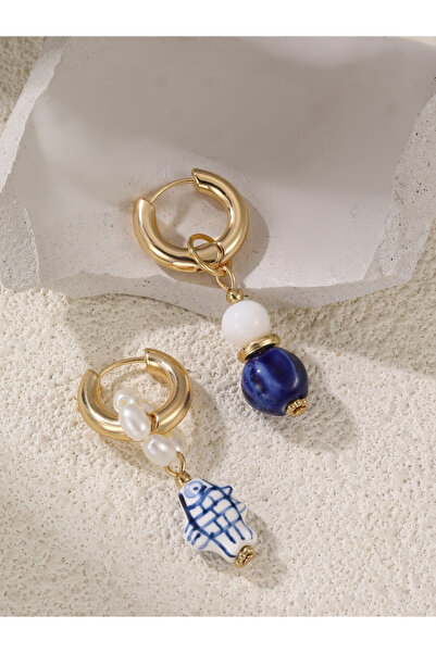 Take Two By Styli Drop Detail Hoop Earrings