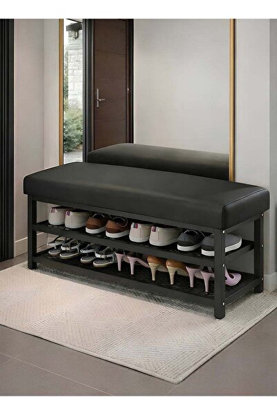 M SMART Stylish and Modern Shoe Cabinet 80x32x15cm-With a Two-Tier Leather St...