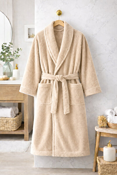 OEMN Halat de baie velur, bumbac 100%, colectia Spa, marimea L/XL, bej