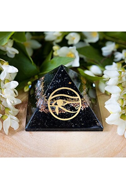 Ezera Piramidă de orgonit de abanos realizată din turmalină neagră, cuarț alb...