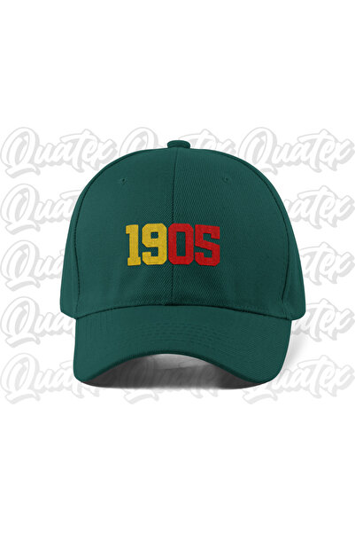 QUATEX 1905 Yellow Red Embroidered Hat - Green Color 100% Cotton Gabardine Un...