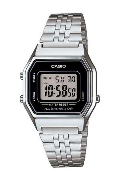 Casio ساعة رقمية مقاومة للماء LA680WA-1DF باللون الفضي