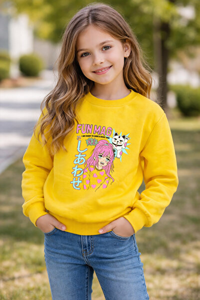 ADABEBEK سويت شيرت أطفال مطبوع عليه Premium Happy Girl 26105