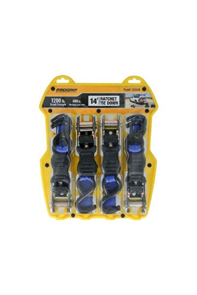 Generic Pro Grip 4-Piece Breaking Strength Webbing Tie Down Ratchet Blue and ...